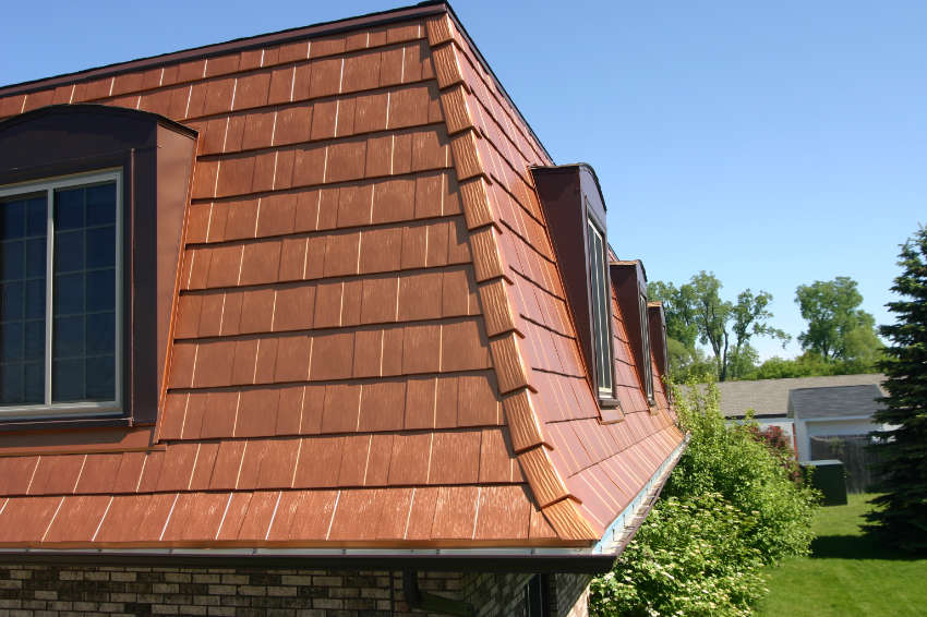 mansard roof with metal shingles